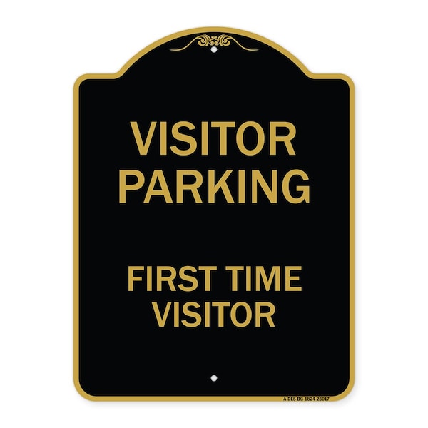 Reserved Parking Visitor Parking First Time Visitor, Black & Gold Architectural, A-DES-BG-1824-23017